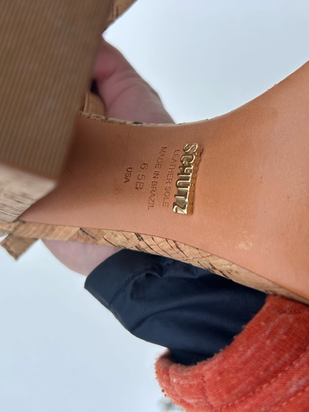 SCHUTZ Cork Ankle-Strap Block Heels in Natural Cork - Picture 8 of 10